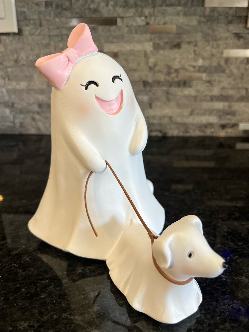 ADORABLE!! Girl Ghost Walking Pet Dog Ghost